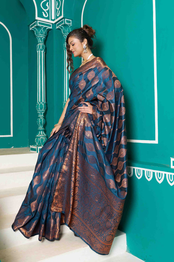 Royal Blue Banarasi Katan Silk Saree