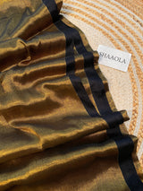 Black Copper Handloom Cotton Tissue Saree