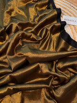 Black Copper Handloom Cotton Tissue Saree