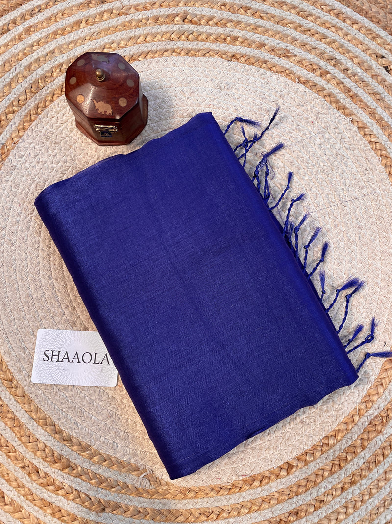 Royal Blue Handloom Cotton Tissue Saree