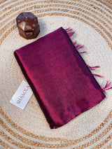 Wine Handloom Cotton Tissue Saree