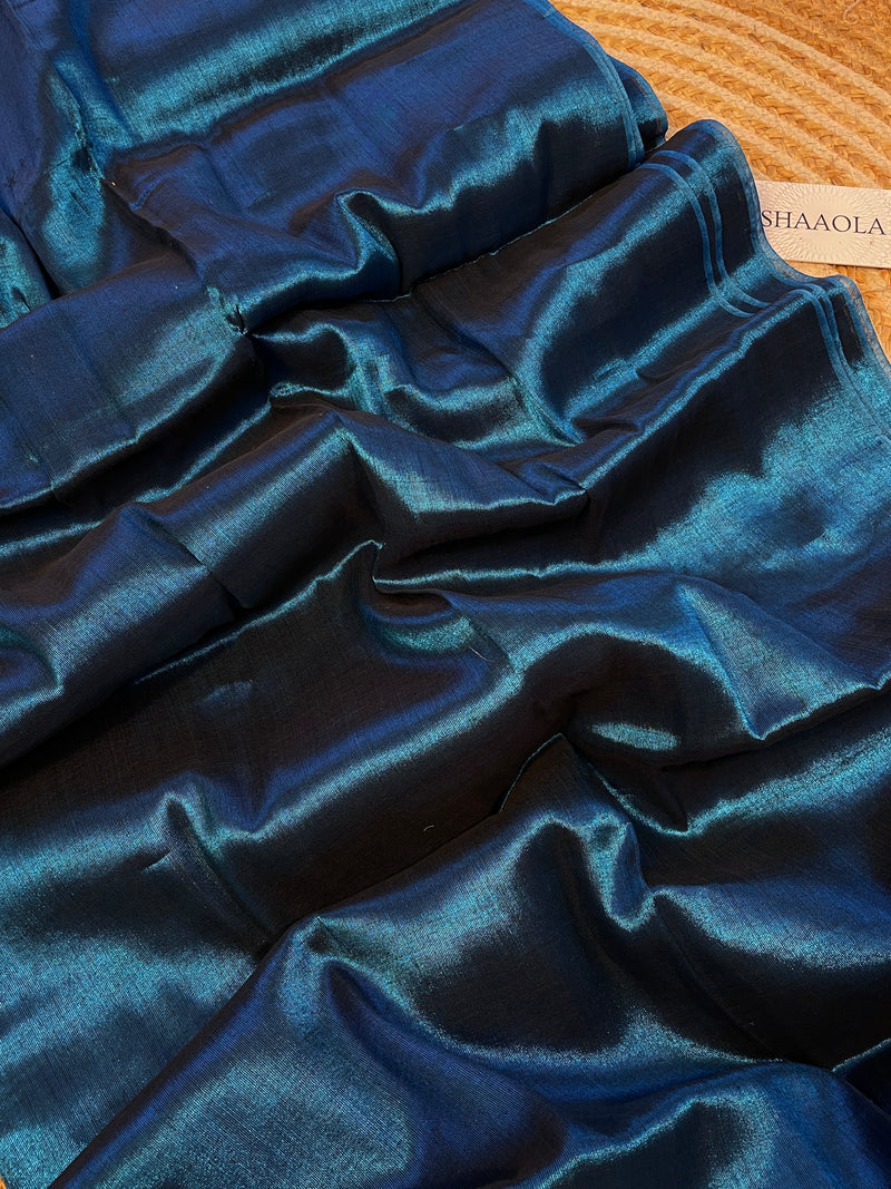 Indigo Blue Handloom Cotton Tissue Saree