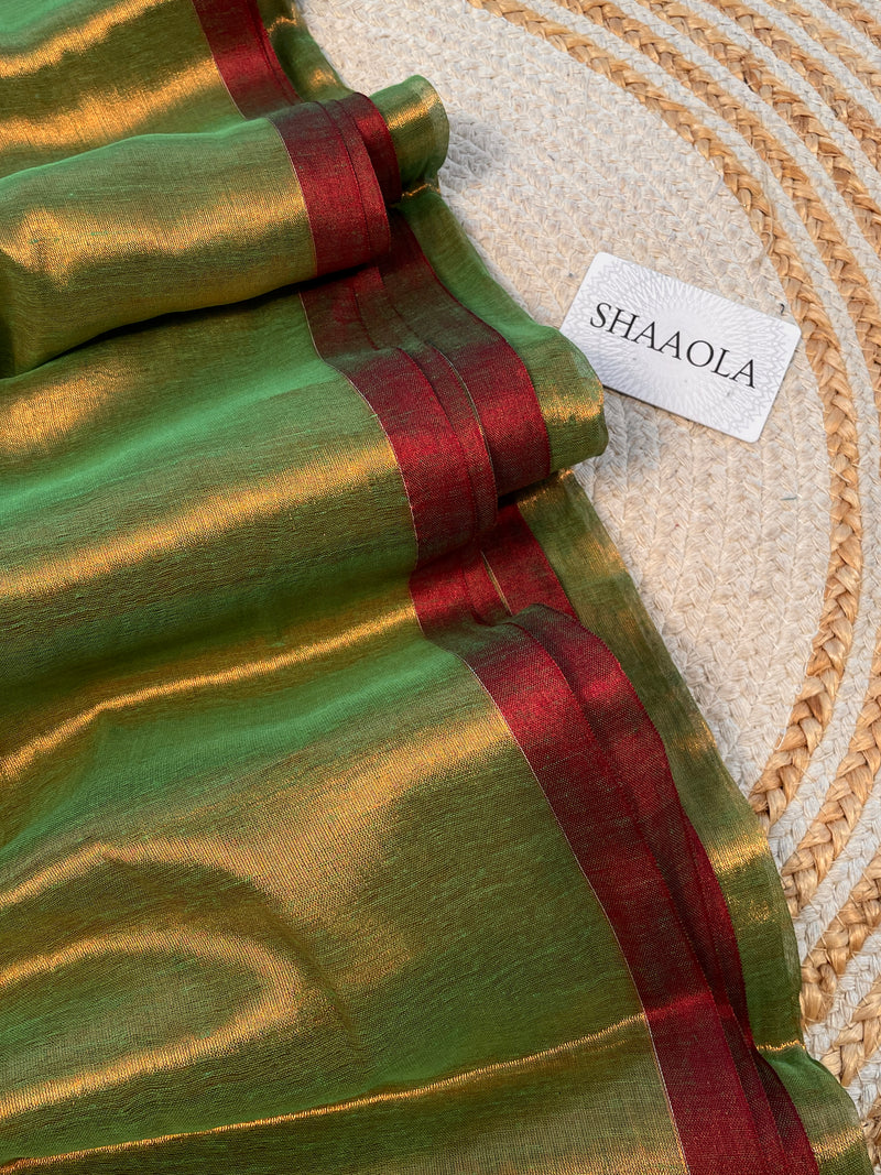 Pastel Green Handloom Cotton Tissue Saree