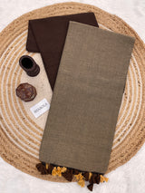 Dark Brown & Brown  Handloom Cotton Saree