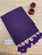 Purple Zari Stripe Handloom Cotton Saree