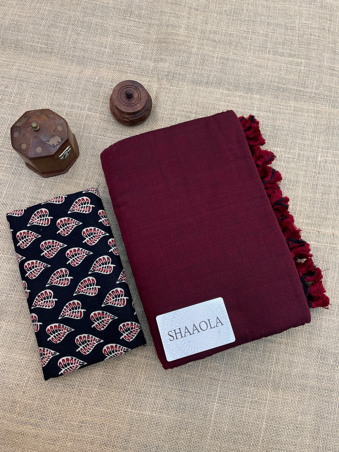 Maroon Handloom Cotton Saree With Designer Blouse