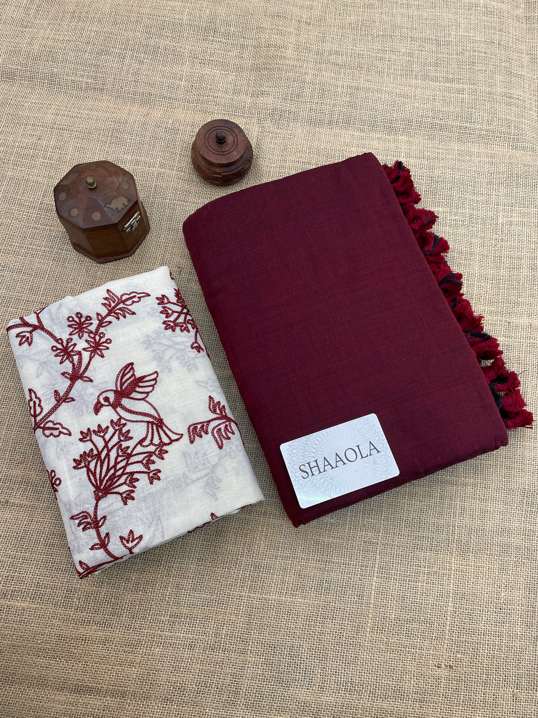 Maroon Handloom Cotton Saree With Designer Blouse