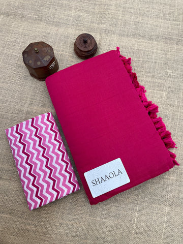 Pink Handloom Cotton Saree With Designer Blouse