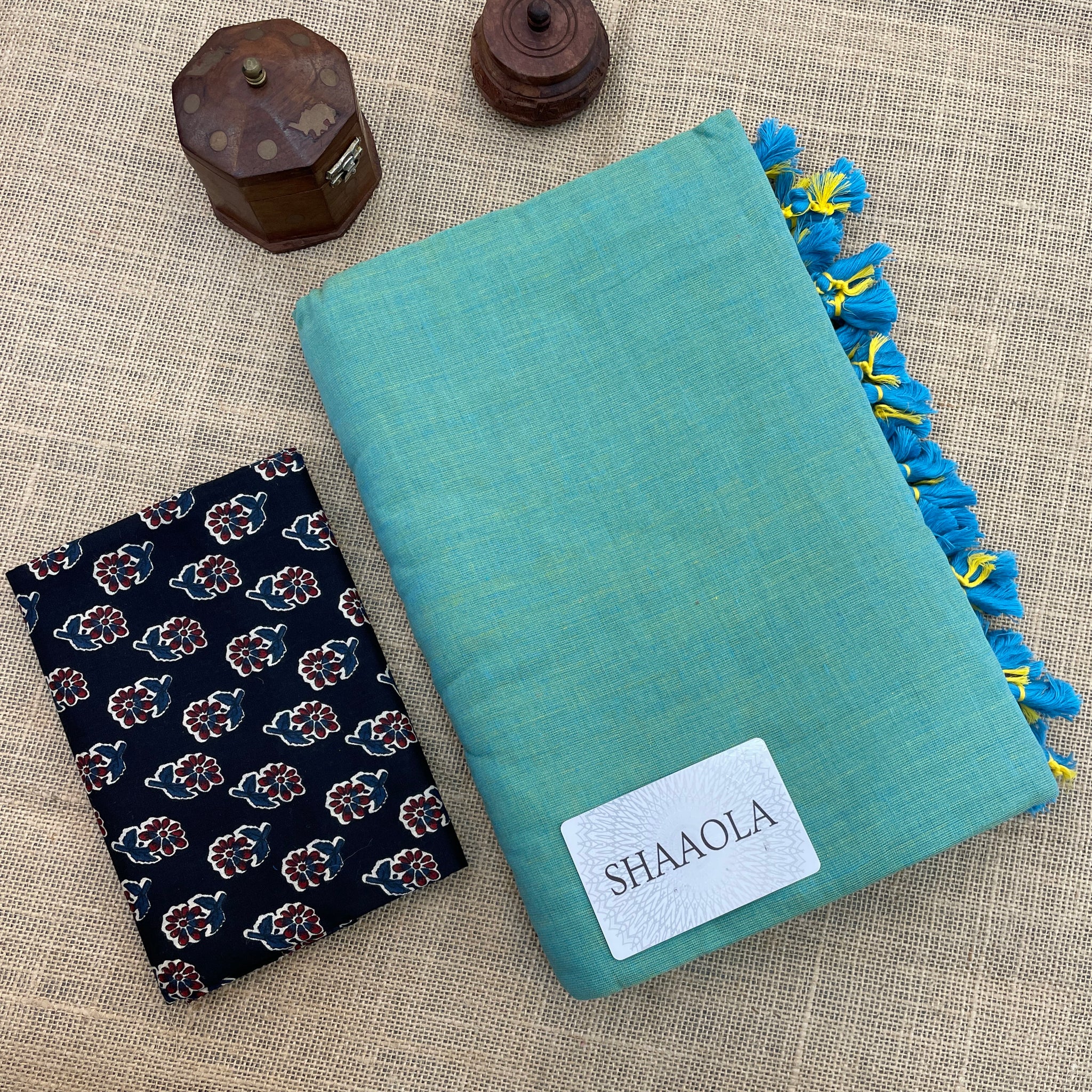 Pistachio Handloom Cotton Saree With Designer Blouse