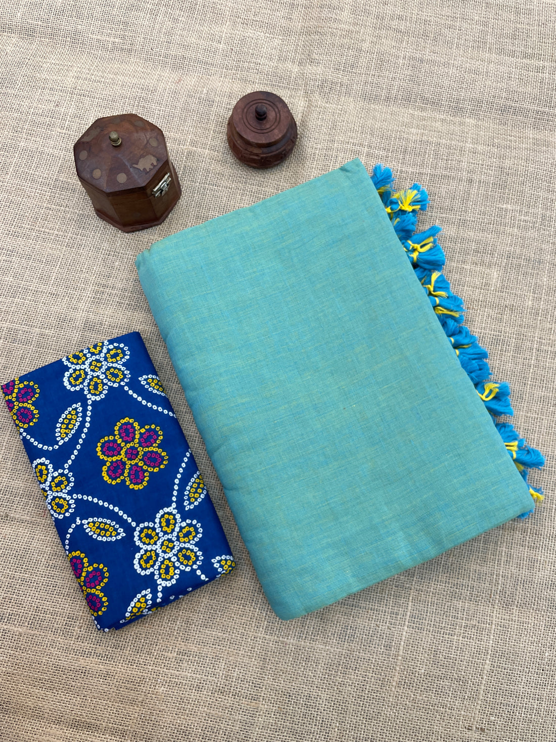 Pistachio Handloom Cotton Saree With Designer Blouse