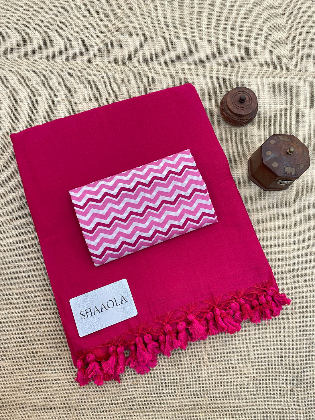 Pink Handloom Cotton Saree With Designer Blouse