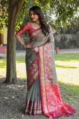 Harbor Grey Organza Saree