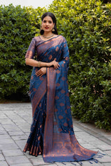 Royal Blue Woven Banarasi Silk Saree