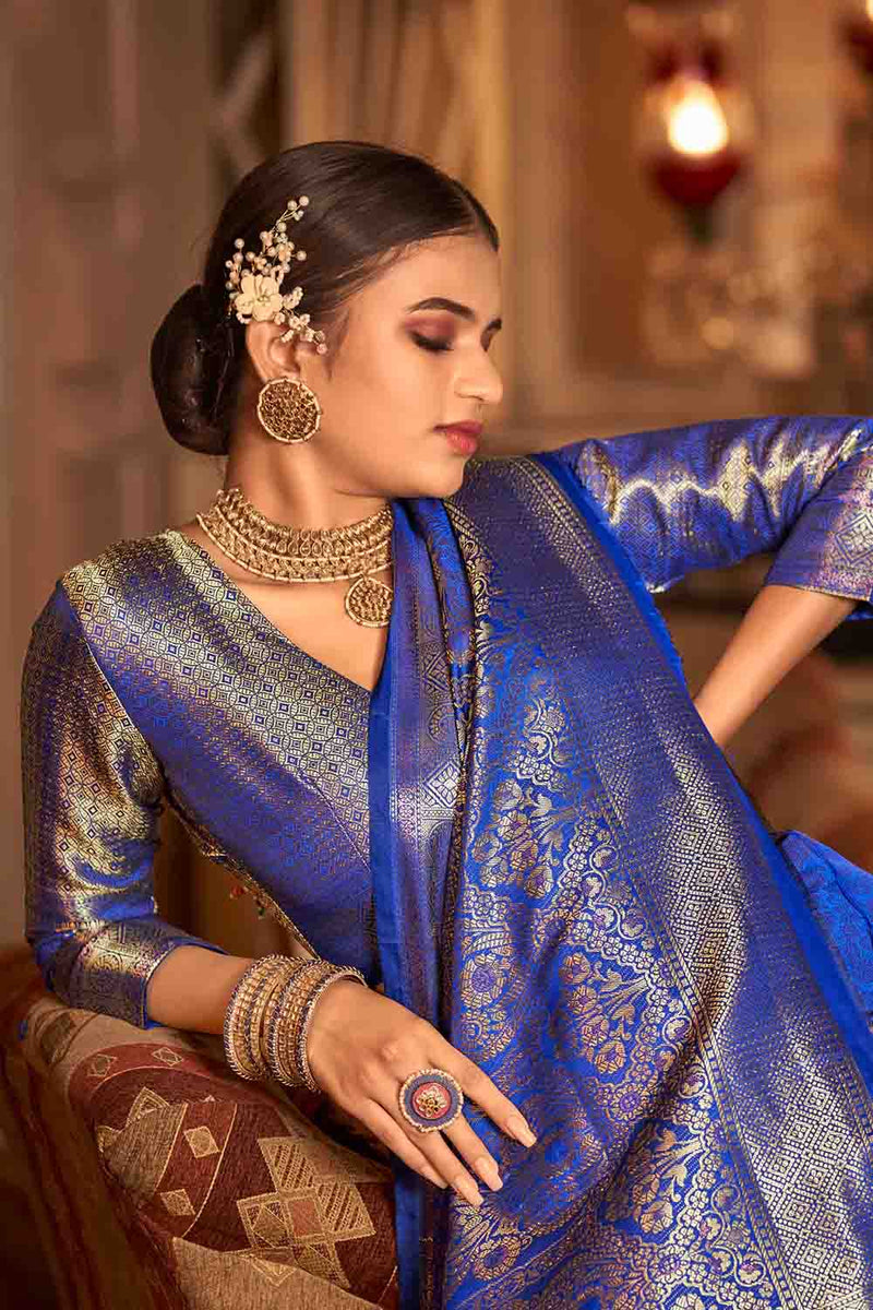 Royal Blue Kanjivaram Silk Saree