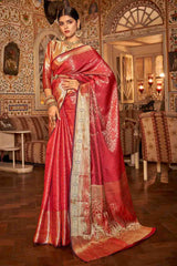 Taffy Red Kanjivaram Silk Saree
