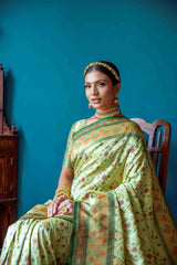 Light Green Woven Patola Silk Saree