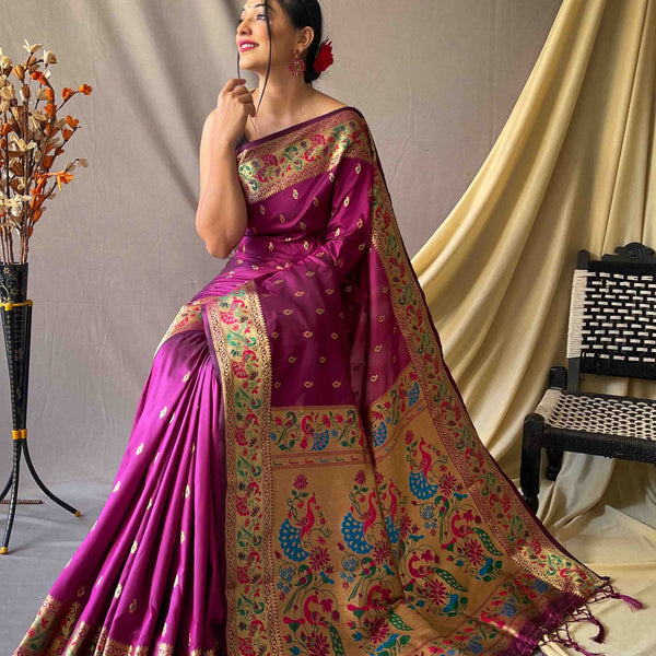 Purple Colour Banarasi Soft Silk Zari Weaving Saree | Stylish sarees, Fancy  sarees, Saree look