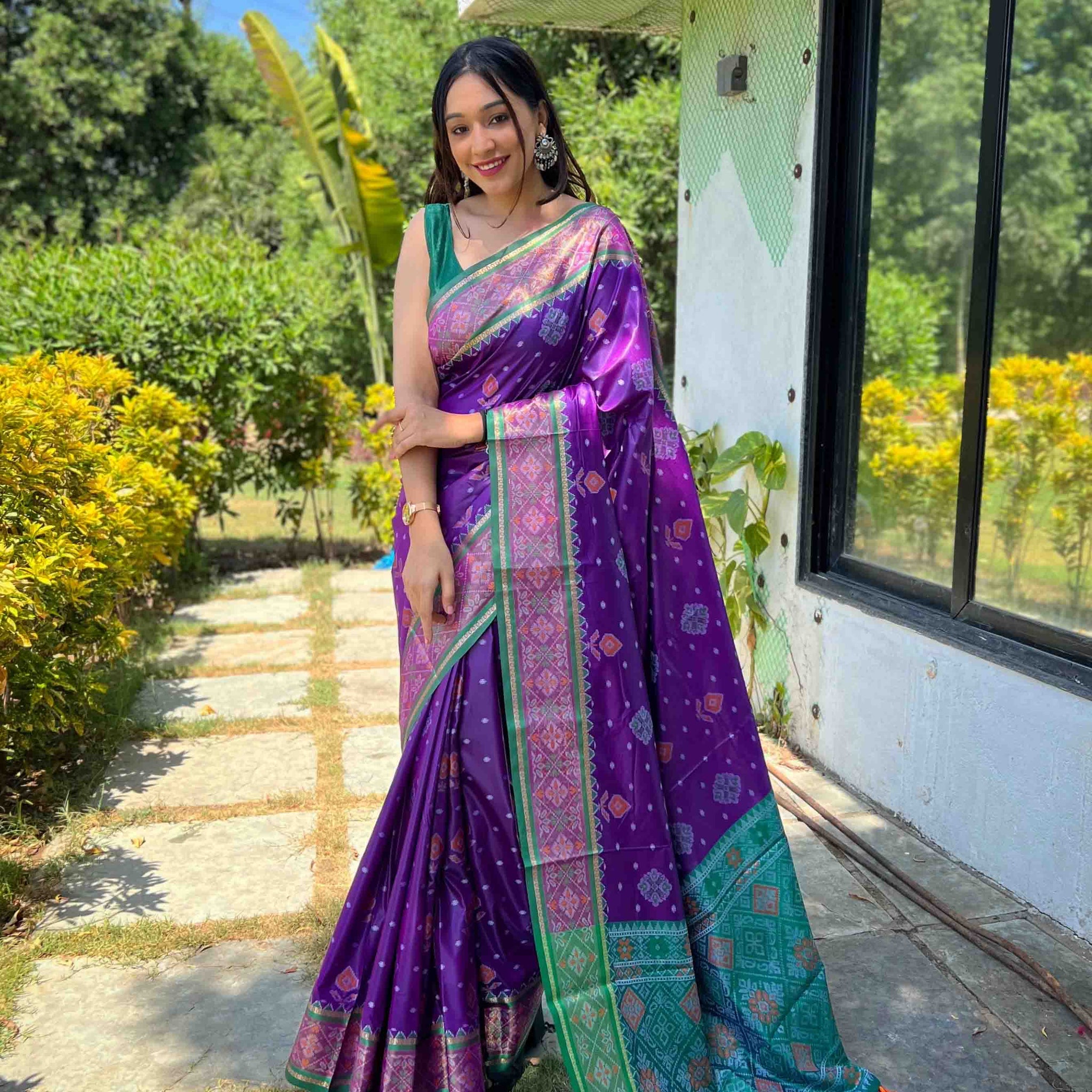 Violet Purple Patola Silk Zari Weaving Saree