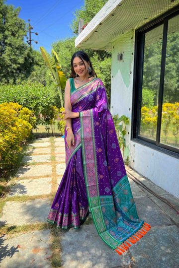 Violet Purple Patola Silk Zari Weaving Saree