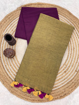 Wine & Cream Handloom Cotton Saree