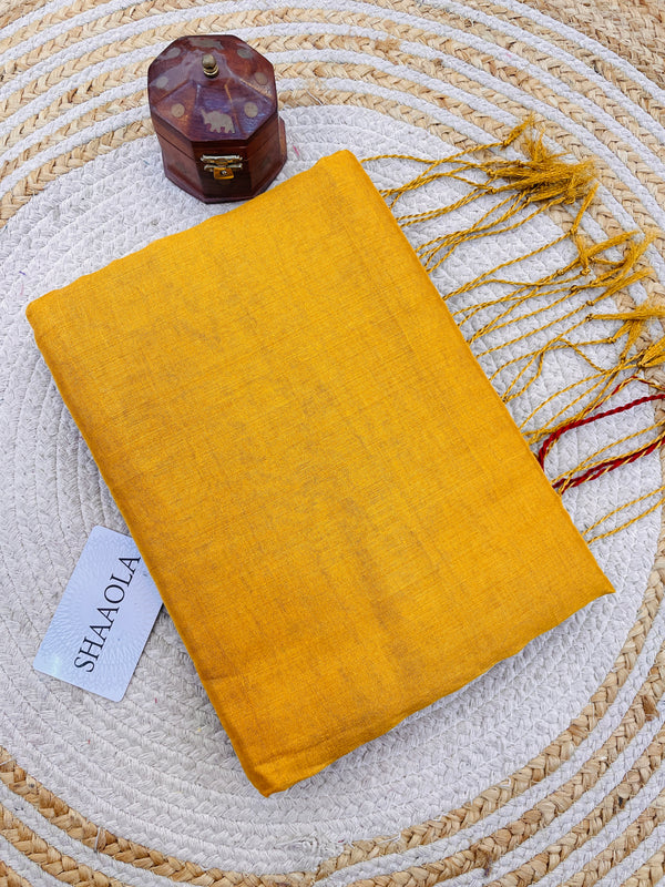 Yellow Handloom Cotton Tissue Saree