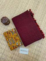 Maroon Handloom Cotton Saree With Designer Blouse