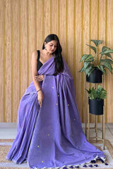 Purple Handloom Cotton Saree