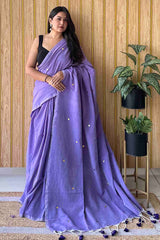 Purple Handloom Cotton Saree