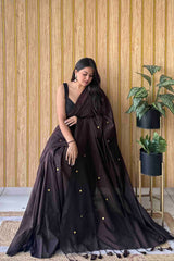 Brown Handloom Cotton Saree