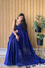 Royal Blue Handloom Cotton Saree