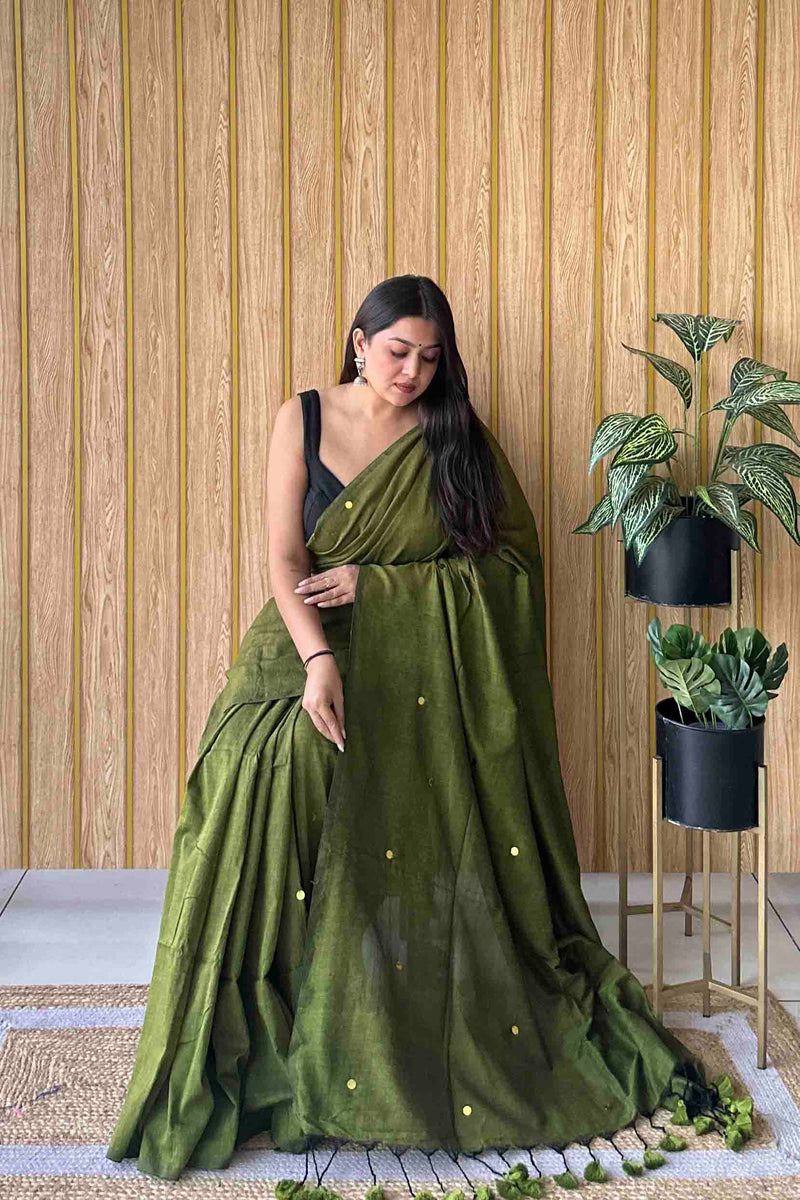 Mehendi  Handloom Cotton Saree