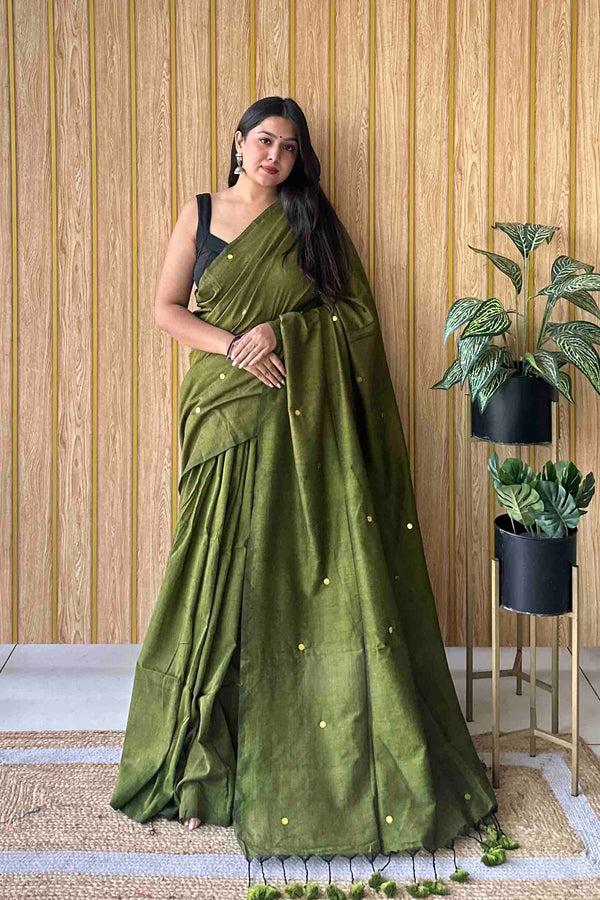 Mehendi  Handloom Cotton Saree