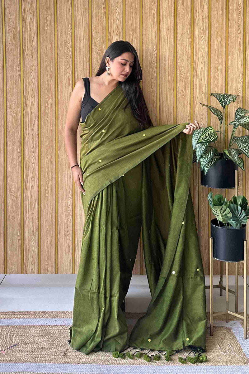 Mehendi  Handloom Cotton Saree