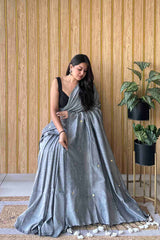 Grey Handloom Cotton Saree