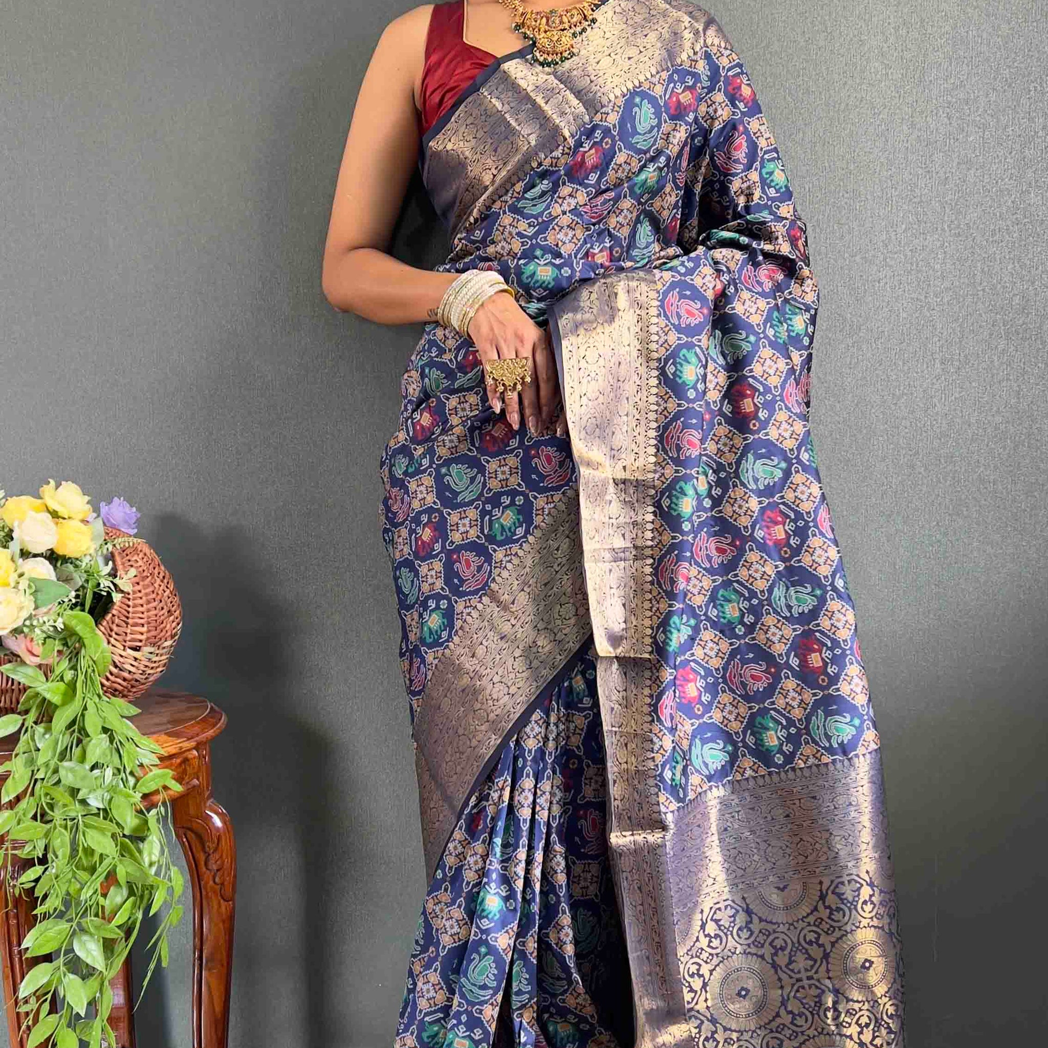 Vibrant Blue Woven Patola Silk Saree