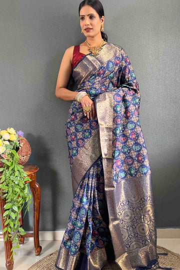 Vibrant Blue Woven Patola Silk Saree