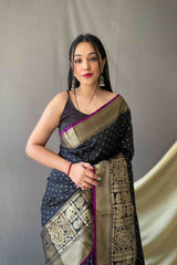 Black Zari Weaving Banarasi Silk Saree