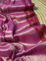 Violet Handloom Cotton Tissue Saree