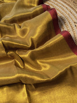 Gold Handloom Cotton Tissue Saree