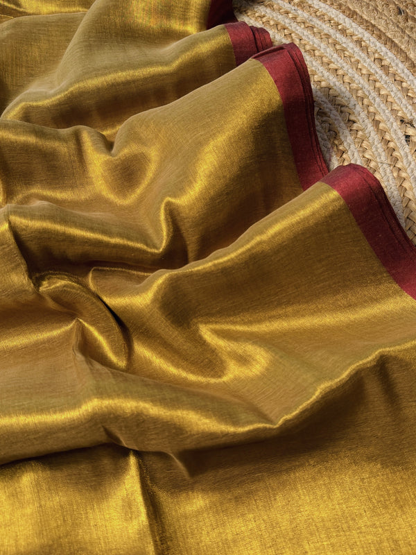 Gold Handloom Cotton Tissue Saree