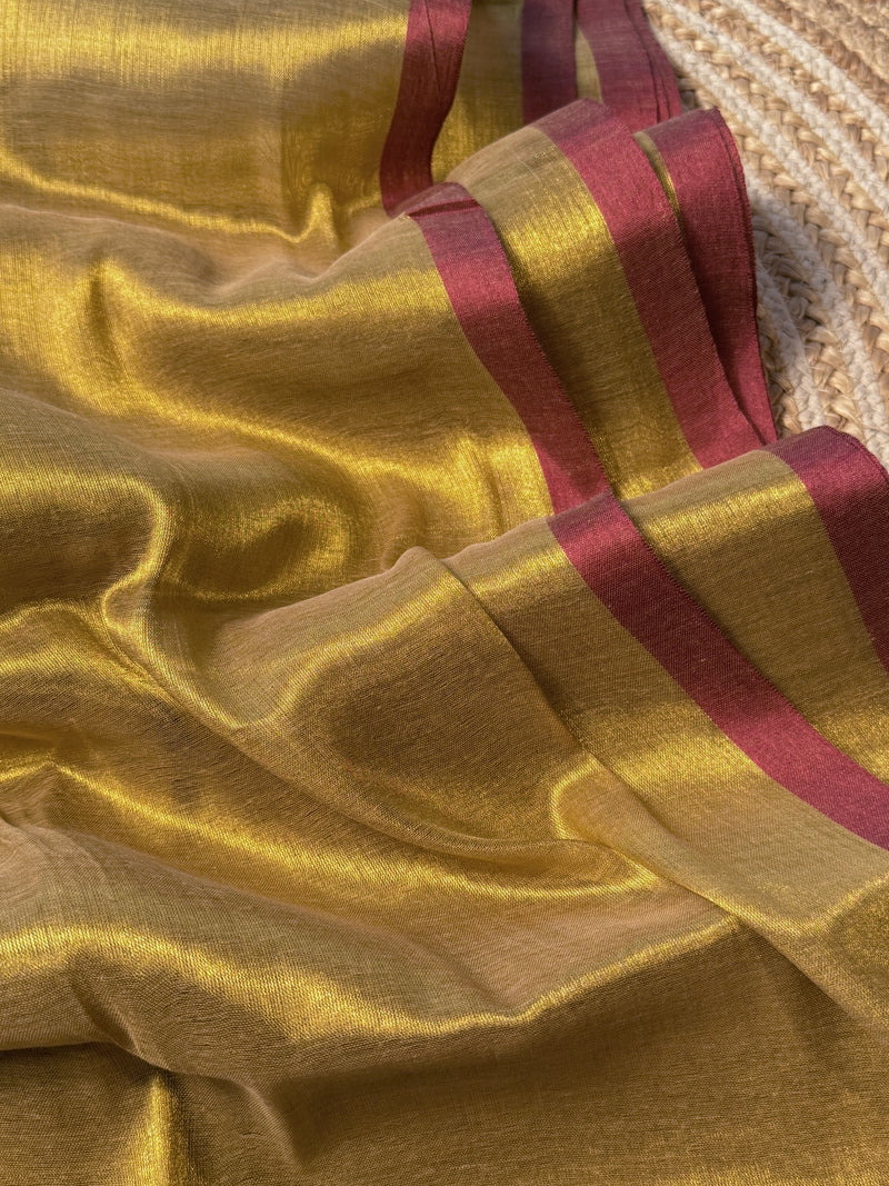 Gold Handloom Cotton Tissue Saree