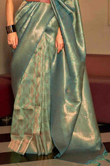 Fern Green Woven Kanjivaram Silk Saree