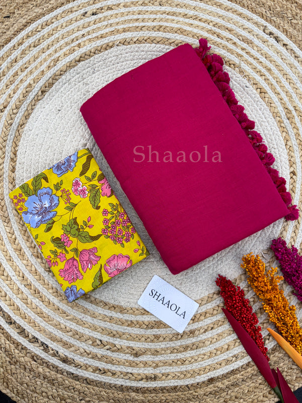 Pink Handloom Cotton Saree With Designer Blouse