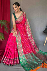 Magenta Pink Patola Silk Zari Weaving Saree