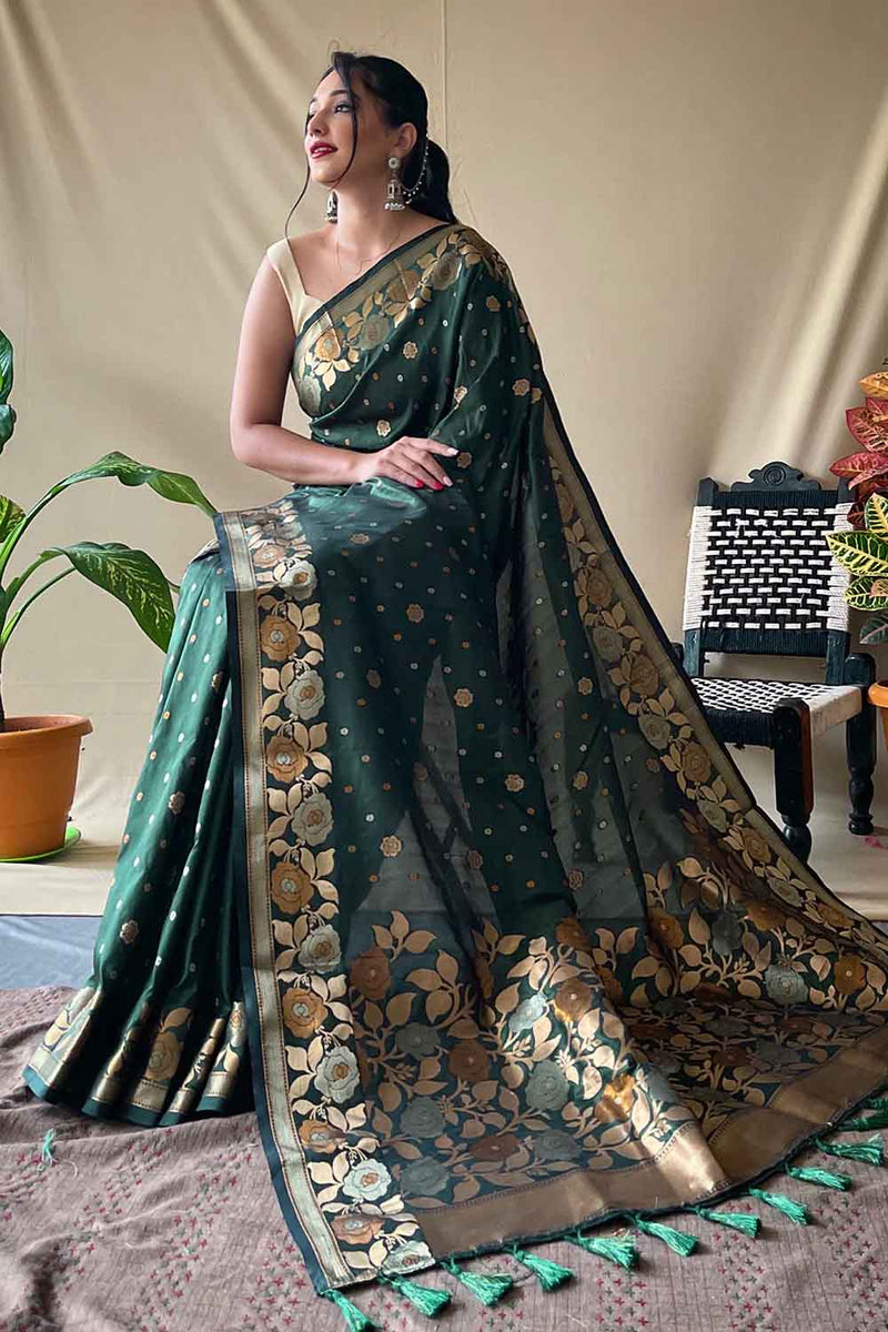 Green Zari Weaving Banarasi Silk Saree