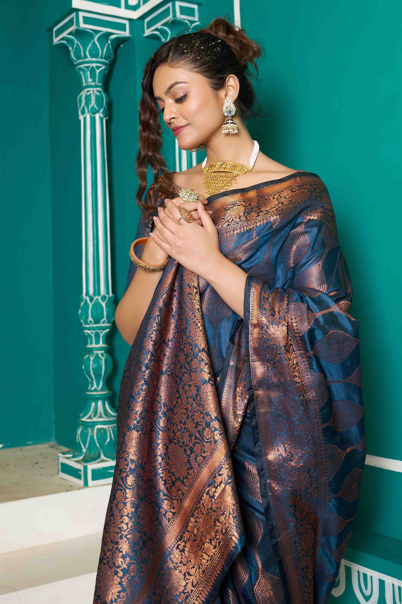 Royal Blue Banarasi Katan Silk Saree