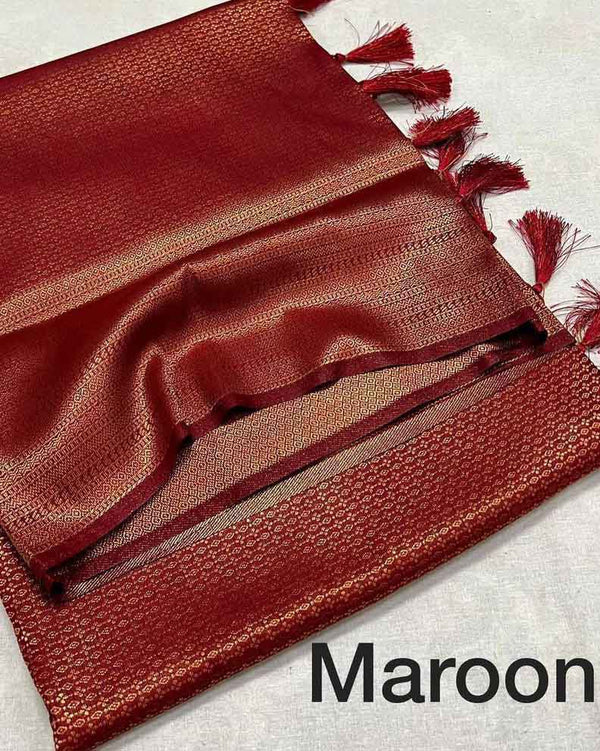 Maroon Soft Pattu Silk Saree