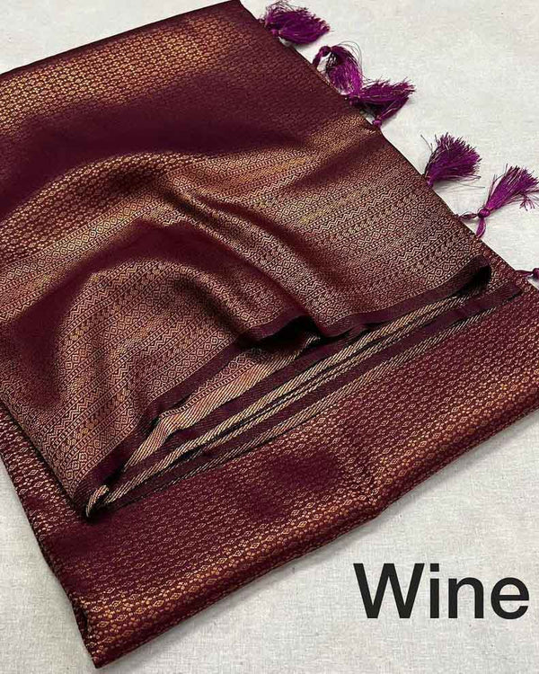 Wine Soft Pattu Silk Saree