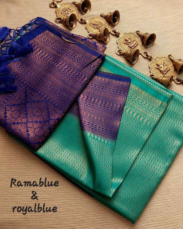Ramablue & RoyalBlue Soft Pattu Silk Saree