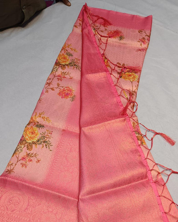 Pink Digital Pink Soft Pattu Silk Saree